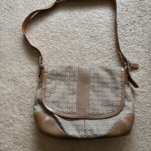 Authentic Coach Brown/Tan Canvas Diaper Bag with Changing Pad